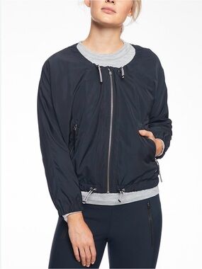 Athleta Chill Bomber Jacket, Navy Captain